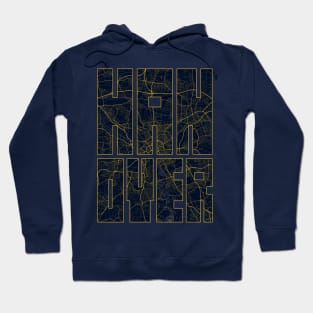 Hanover, Germany City Map Typography - Gold Art Deco Hoodie